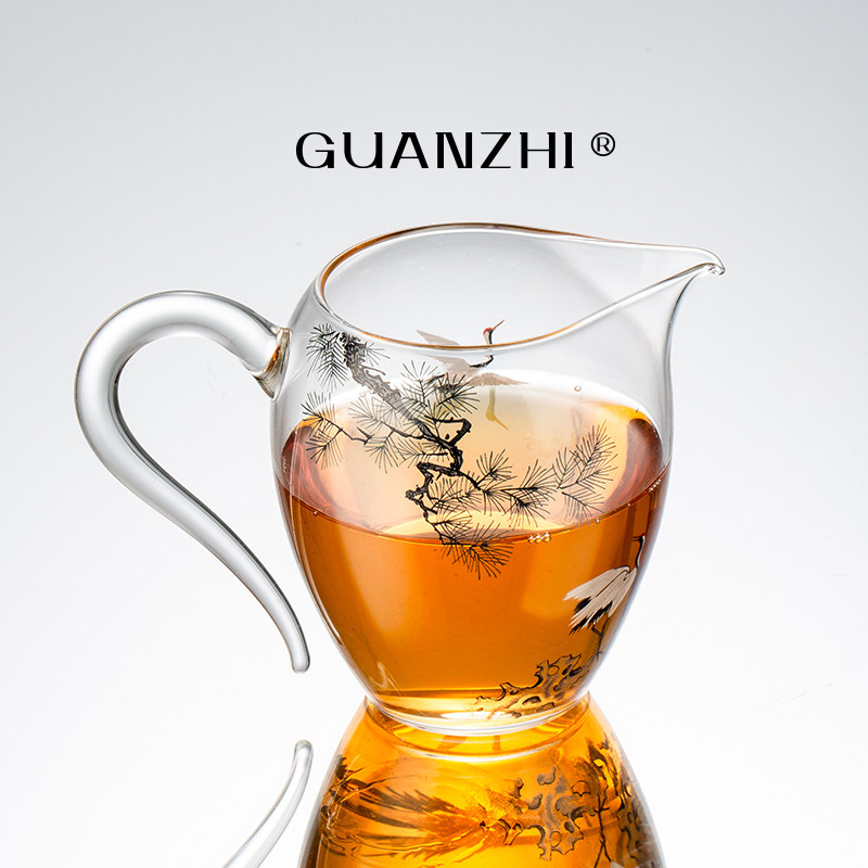 观止新中式墨彩松鹤玻璃公道杯