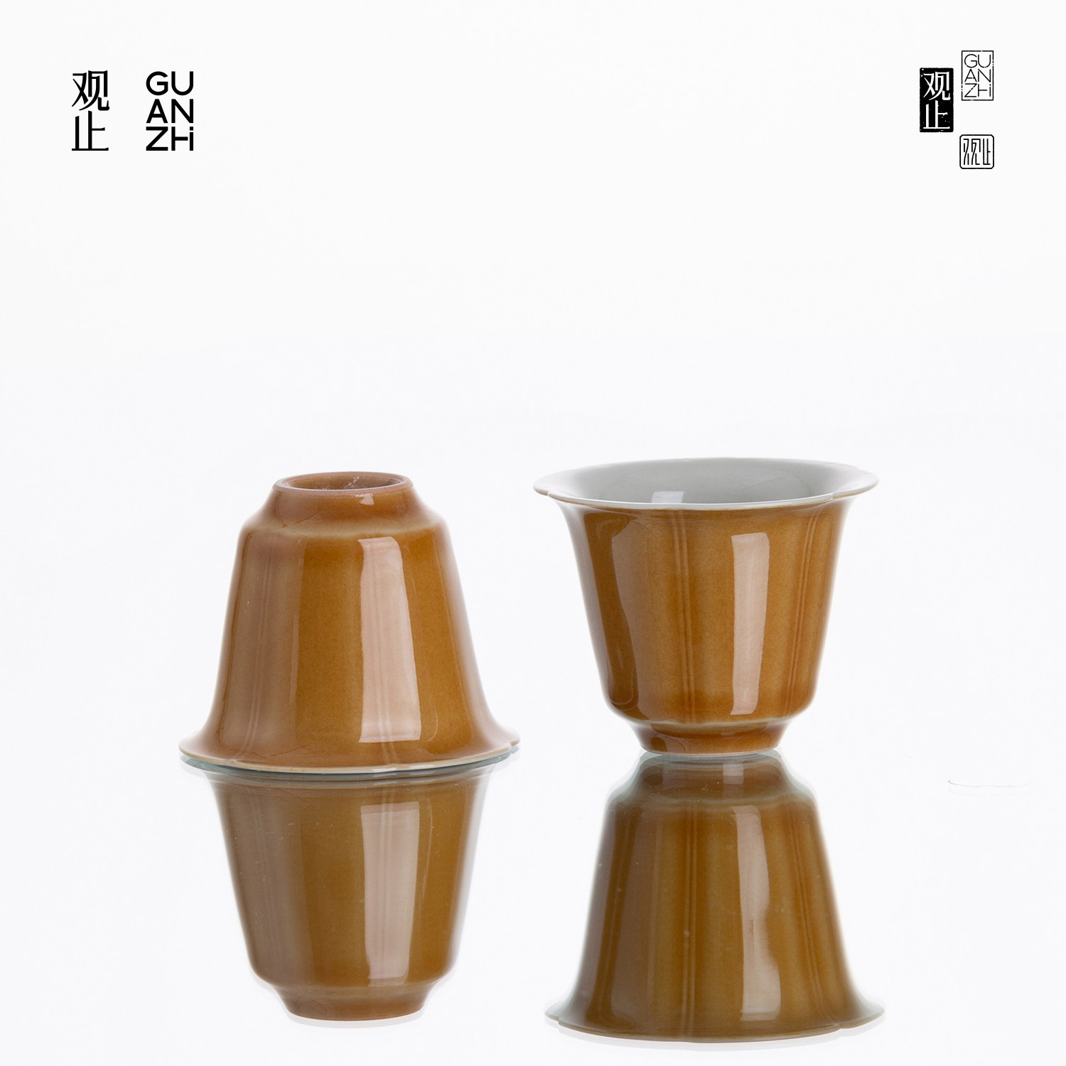 观止琥珀黄汝窑茶杯主人杯