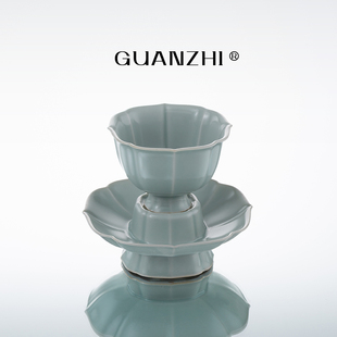 观止天青汝窑茶杯家用喝茶杯子高档陶瓷主人杯功夫茶具汝瓷品茗杯