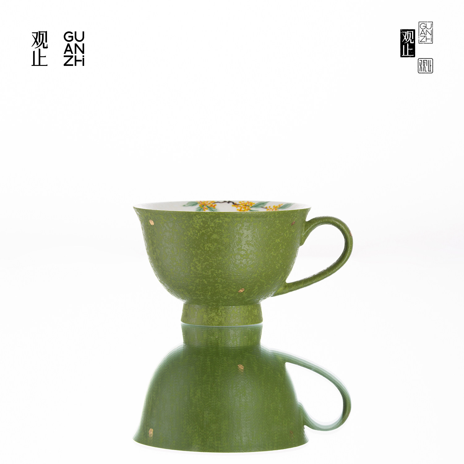 观止手绘洒金咖啡杯套装高档精致女士个人专用陶瓷茶杯水杯马克杯