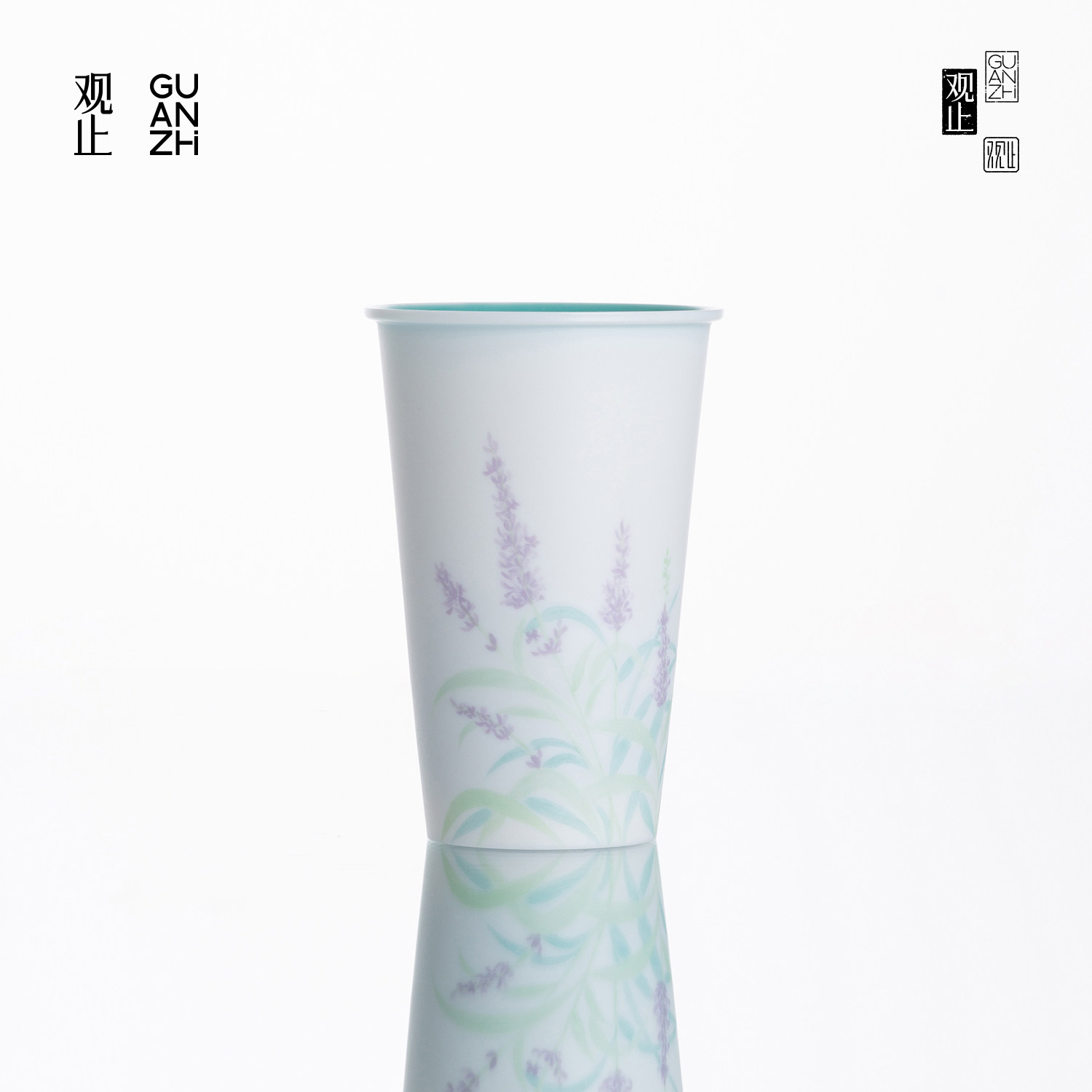 观止手工手绘薰衣草可乐杯