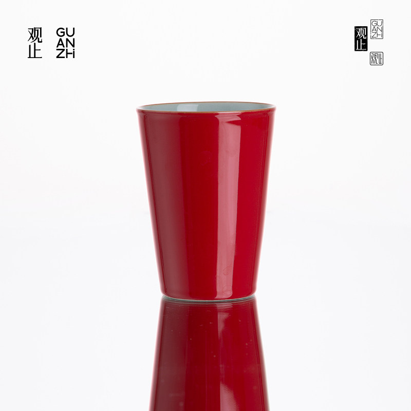 观止故宫红汝窑可乐杯饮料杯茶杯家用大号陶瓷泡茶个人专用主人杯