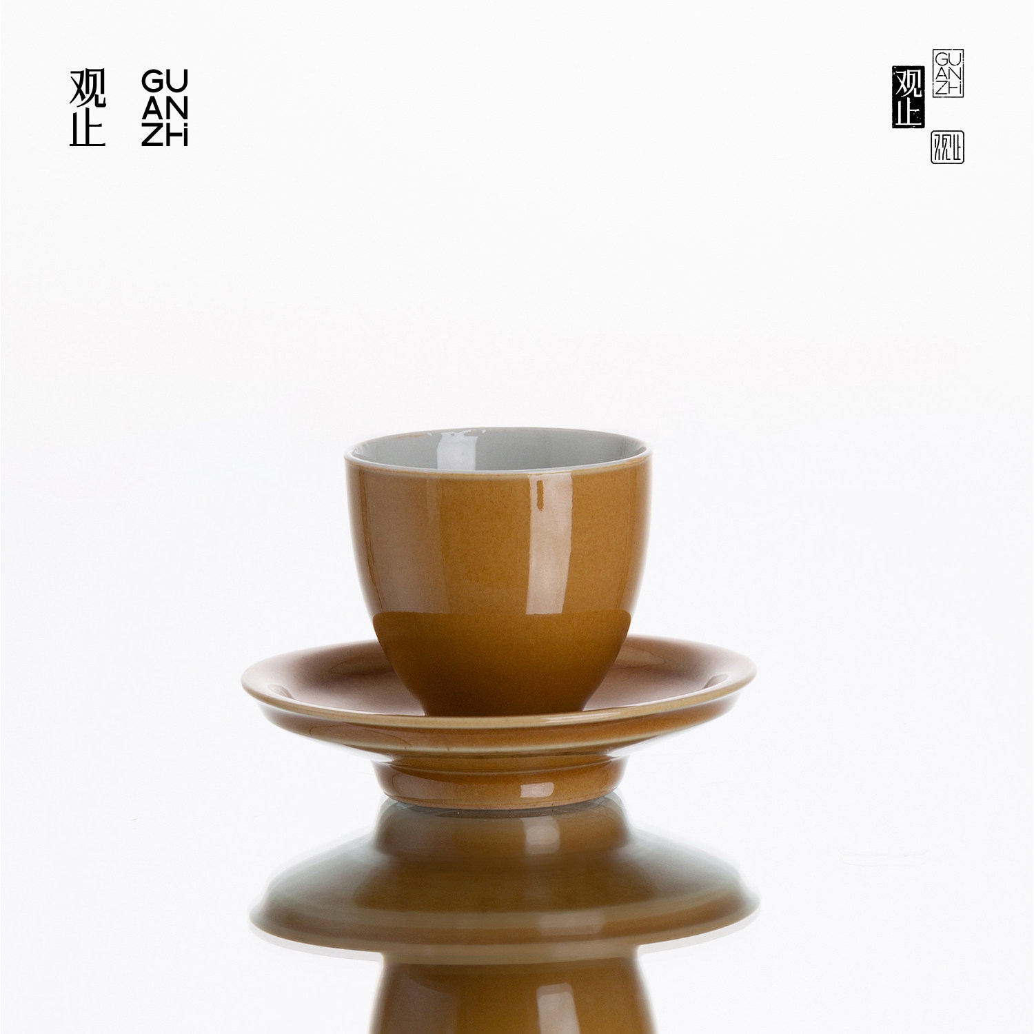 观止琥珀黄茶杯高档陶瓷茶器