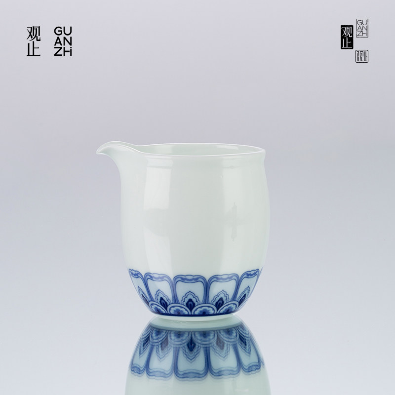 观止青花瓷公道杯釉中彩陶瓷茶海