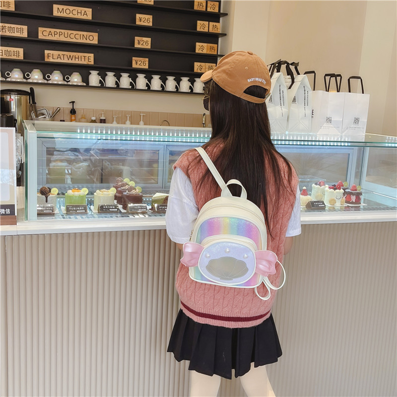 时尚炫彩儿童包包可爱pu翅膀双肩包洋气公主出游背包女童上学书包