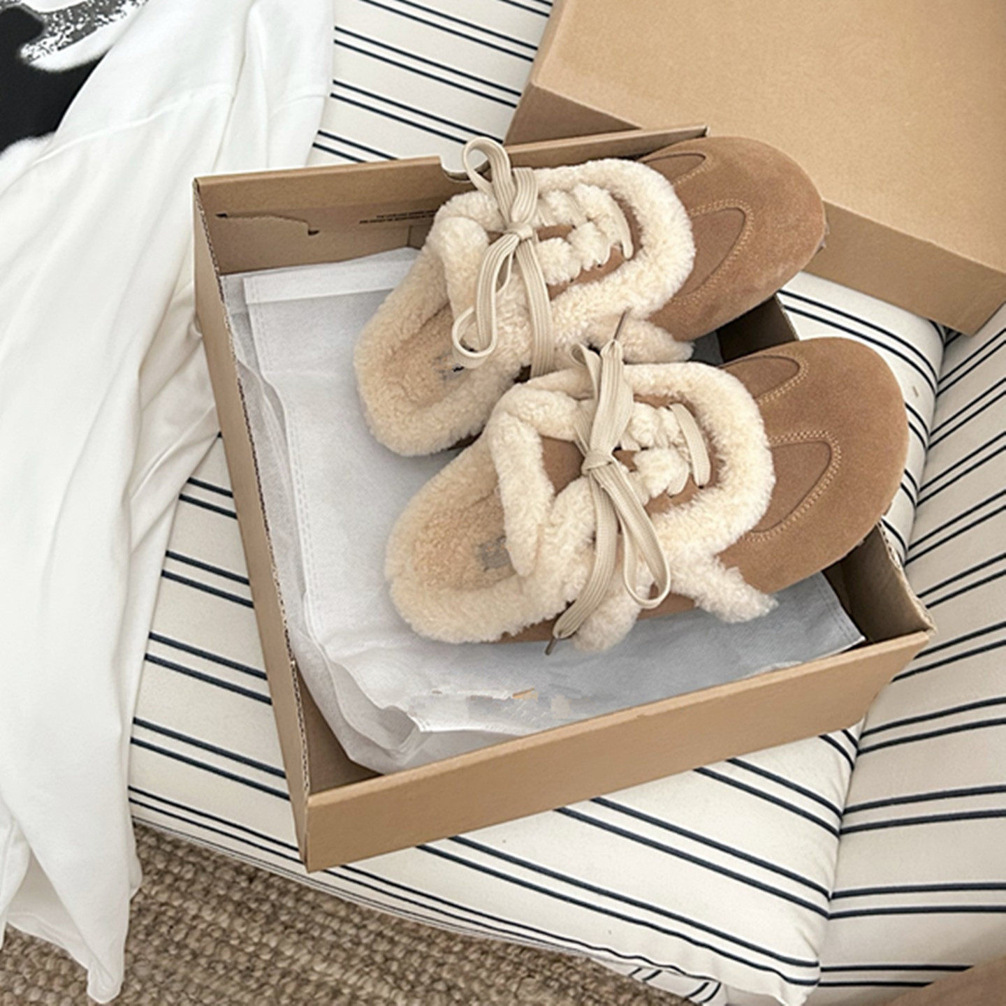 桑坡复古时尚百搭休闲包头毛绒拖