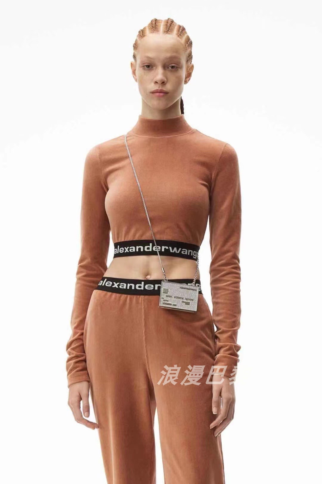 真香！字母印花弹力焦糖色灯芯绒卫裤 美拉德丝绒束脚长裤女休闲