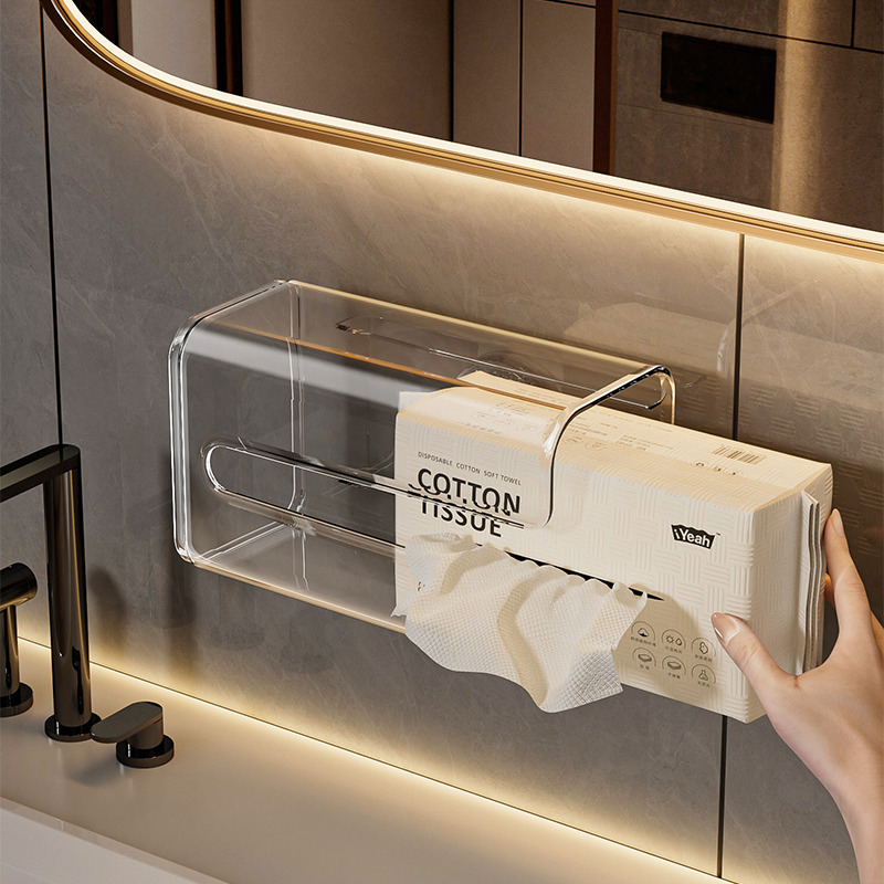 吸盘式洗脸巾收纳盒家用免打孔