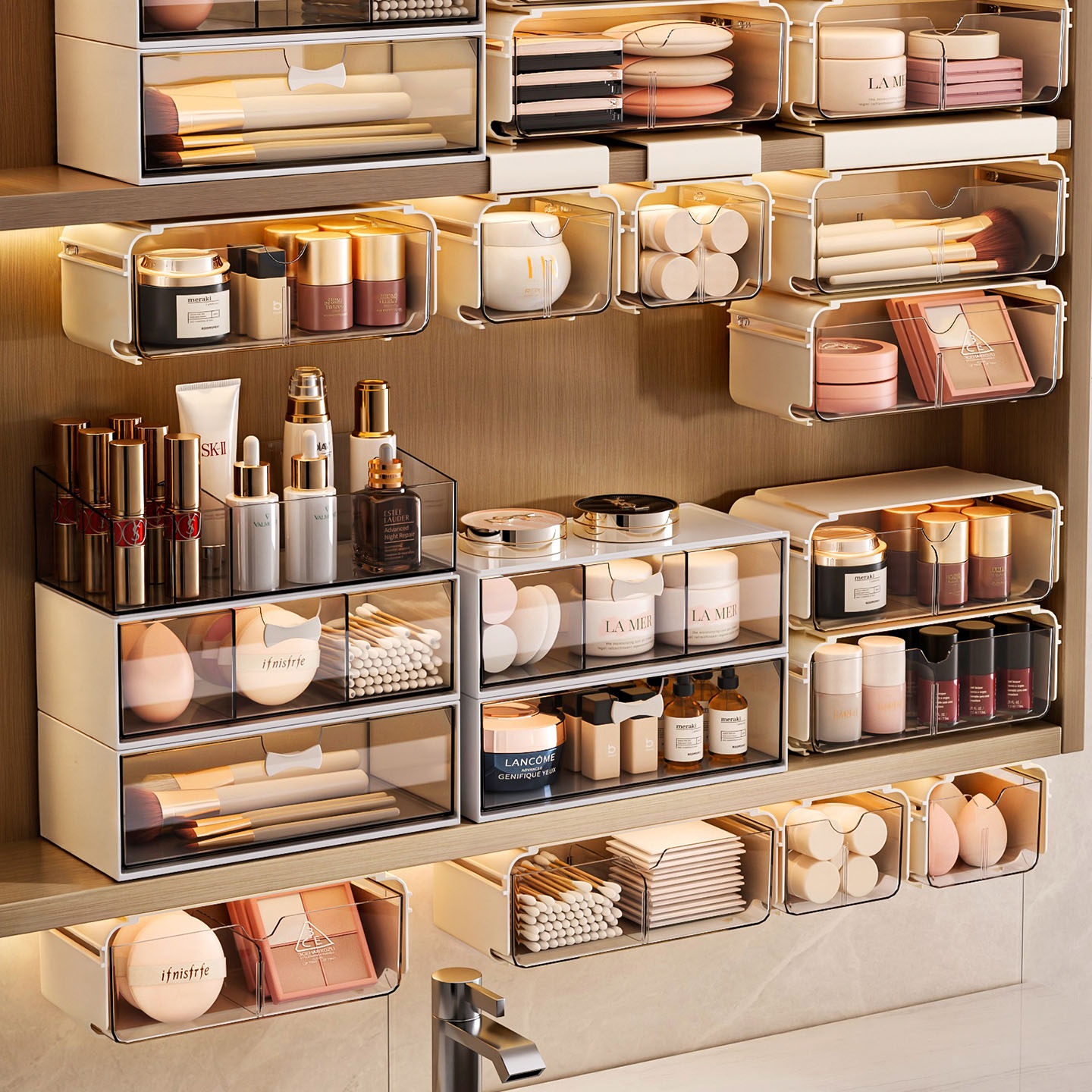 磁吸镜柜收纳盒化妆品口红镜柜下抽屉式收纳盒卫生间分格收纳神器,收纳整理,镜柜收纳盒,淘宝优惠券,粉丝福利购,淘宝优惠卷