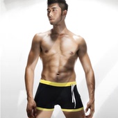 简约高弹力专业泳布中腰拼色少年平角泳衣 贴身时尚 香港Hb泳裤 男士