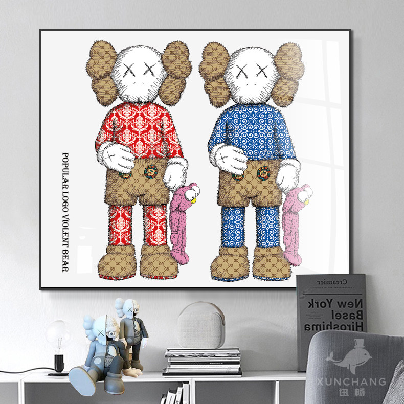 潮牌暴力熊电表箱装饰画创意卡通遮挡家用开关电闸盒多媒体免打孔