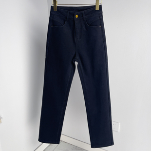 直筒牛仔裤女2025新款冬季加绒中年女裤加厚弹力妈妈裤子保暖长裤