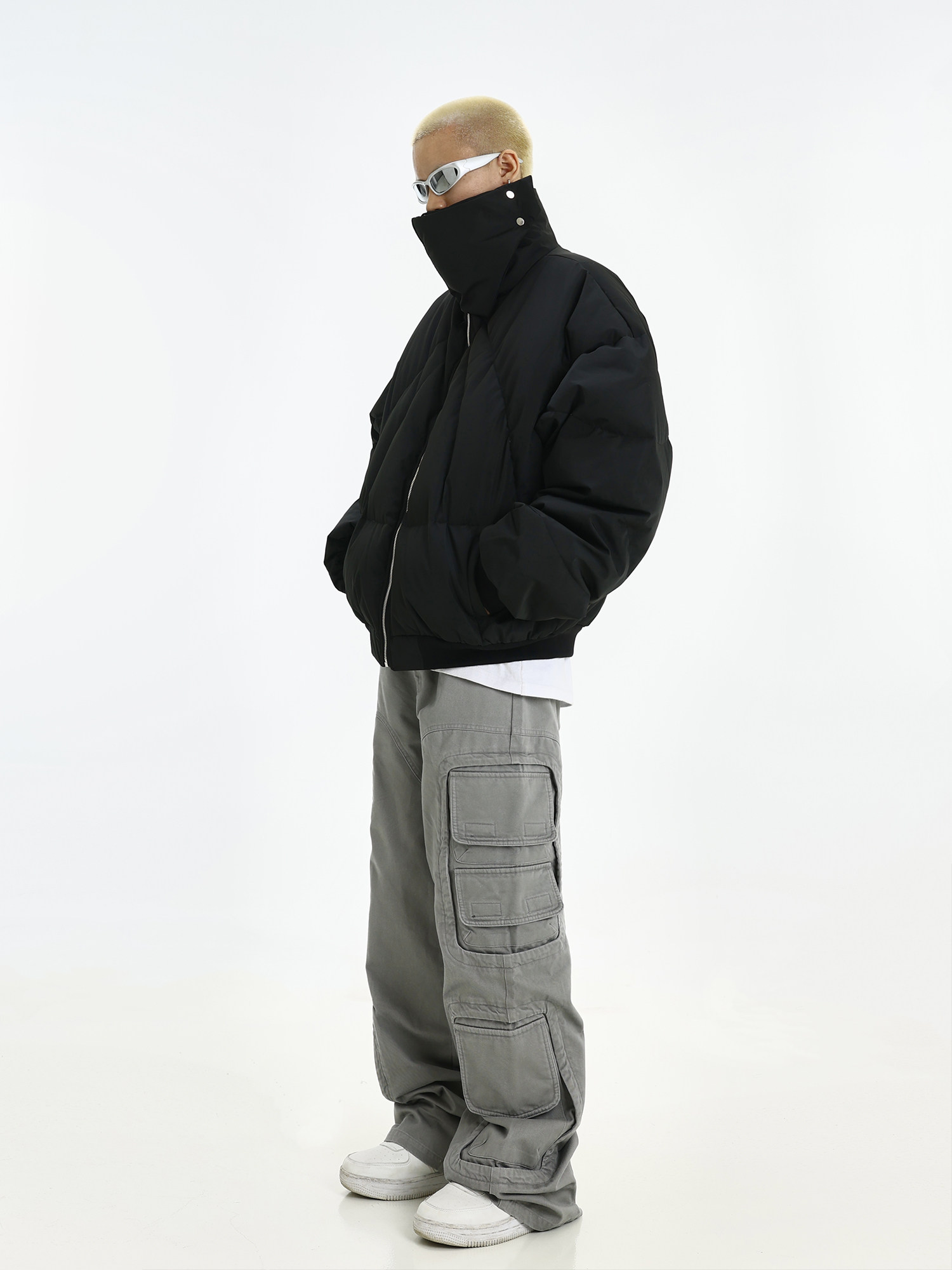 AMERICAN-STYLE RETRO CROPPED STAND-UP COLLAR PRESSED PLEATED COTTON JACKET IN WINTER MENS HIGH STREET DESIGN SENSE NICHE THICKENED WARM ARMOR JACKET