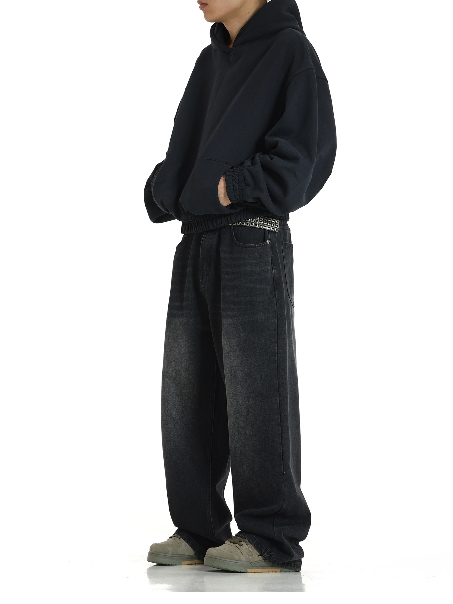 WASHED RETRO JEANS FOR MEN AND WOMEN AMERICAN STYLE WIDE-LEG SPORTS PANTS LOOSE STRAIGHT TUBE DRAPE ALL-MATCH CASUAL LONG PANTS