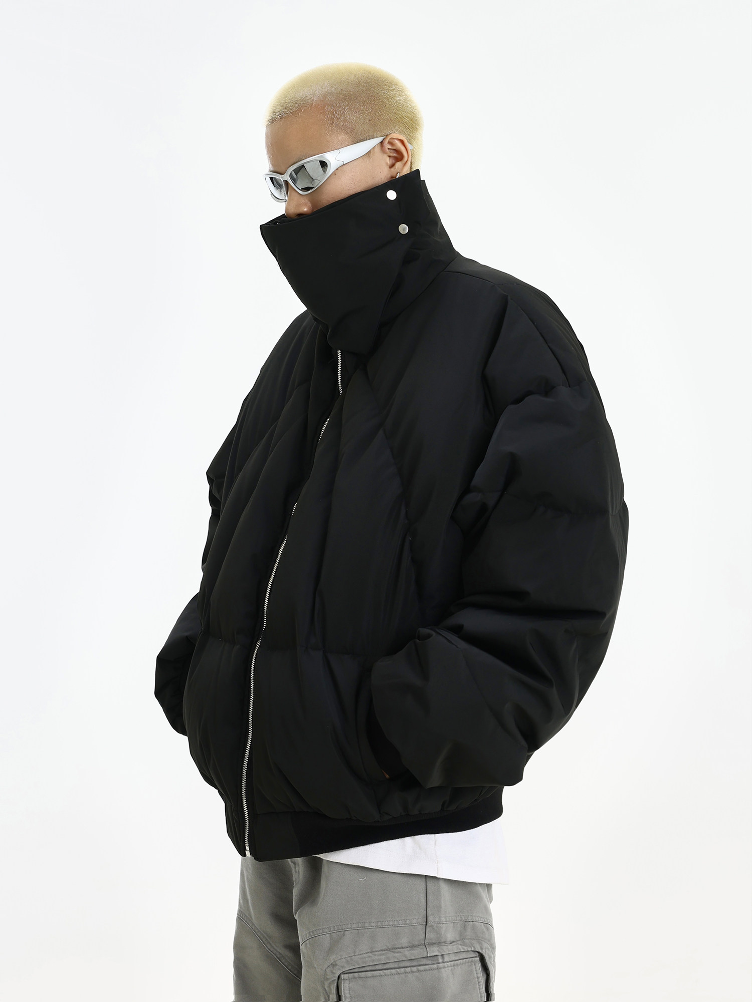 AMERICAN-STYLE RETRO CROPPED STAND-UP COLLAR PRESSED PLEATED COTTON JACKET IN WINTER MENS HIGH STREET DESIGN SENSE NICHE THICKENED WARM ARMOR JACKET
