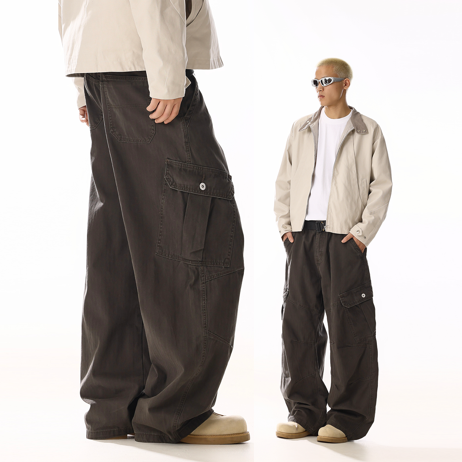 美式复古水洗做旧解构工装裤