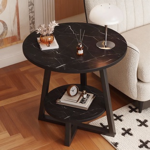 沙发边几可移动轻奢茶几卧室置物架床头柜家用摆件高级感极窄圆桌