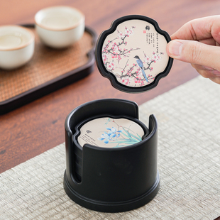 晟窑海棠吸水茶杯垫茶垫杯垫家用隔热垫茶托复古功夫茶具茶道配件