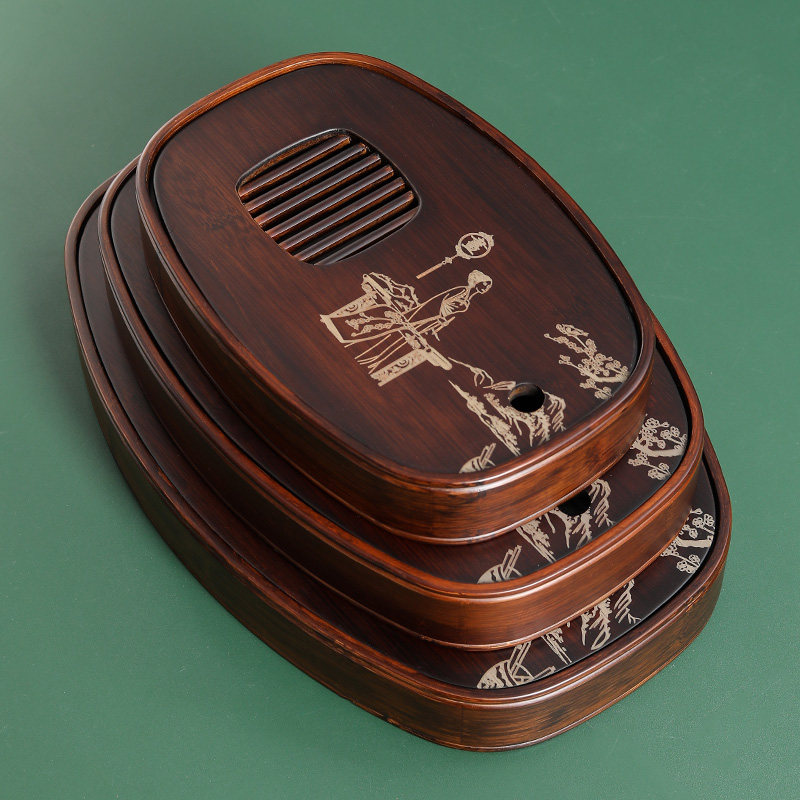 晟窑茶盘家用小茶海储水式竹制方形茶托新中式茶台干泡台茶具托盘