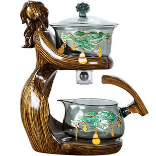 晟窑侍女玻璃茶具套装半全自动泡茶壶功夫茶杯磁吸懒人冲泡茶神器