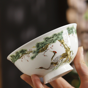 4.5寸骨瓷福寿碗 景德镇陶瓷寿桃碗 老人生日寿宴回礼百岁碗烧字