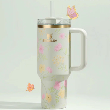 Stanley美国官网春日花朵复活节限定水杯保温杯车载杯奶绿色