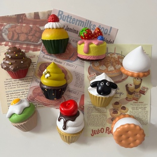 创意立体卡通仿真杯子蛋糕食玩冰箱贴装 饰磁性贴奶油饼干磁铁贴饰