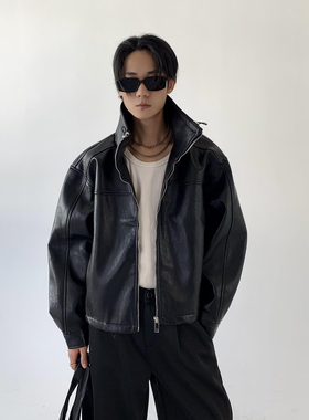 ZINGUP 原创设计环保PU皮机车风皮衣 美式复古飞行员夹克外套