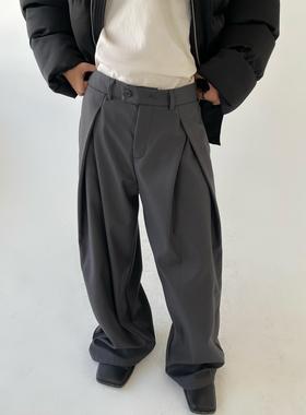 ZINGUP 美式复古马吉拉西裤cleanfit黑色西裤男 宽松休闲阔腿裤