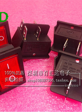 KCD4-201 4P船型开关 红绿色灯 4脚2档 带灯 16A 250V 31*25mm