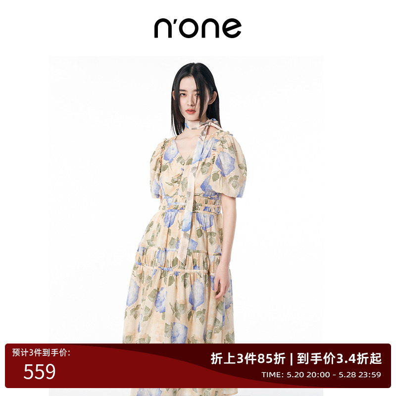 NONE复古时髦A字连衣裙女