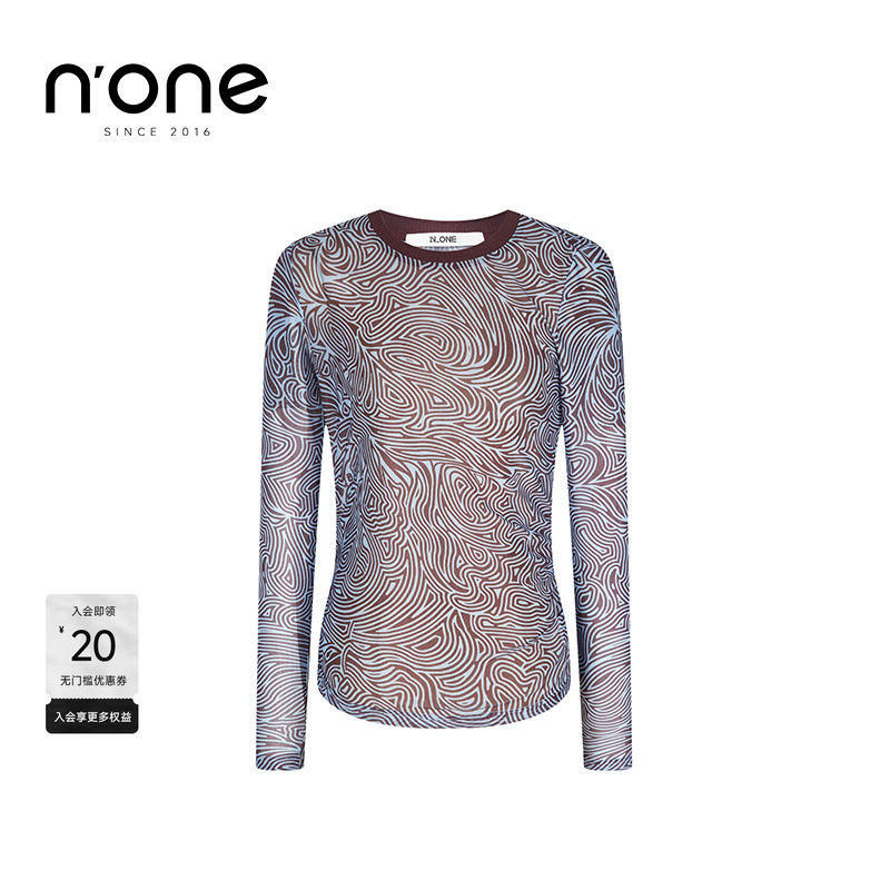 none弹力柔软网眼面料小上衣