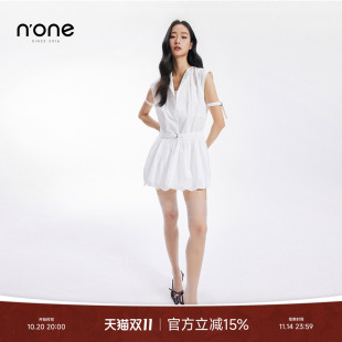 V型翻领内搭吊带高级感 蓬蓬花苞短裙连衣裙夏女2025新款 none 夏季