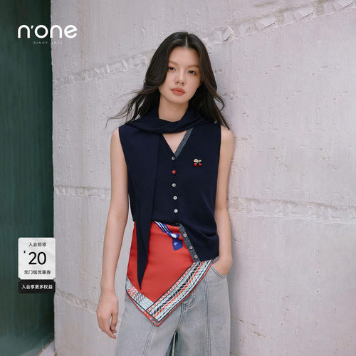 none学院风披肩领无袖毛衣背心