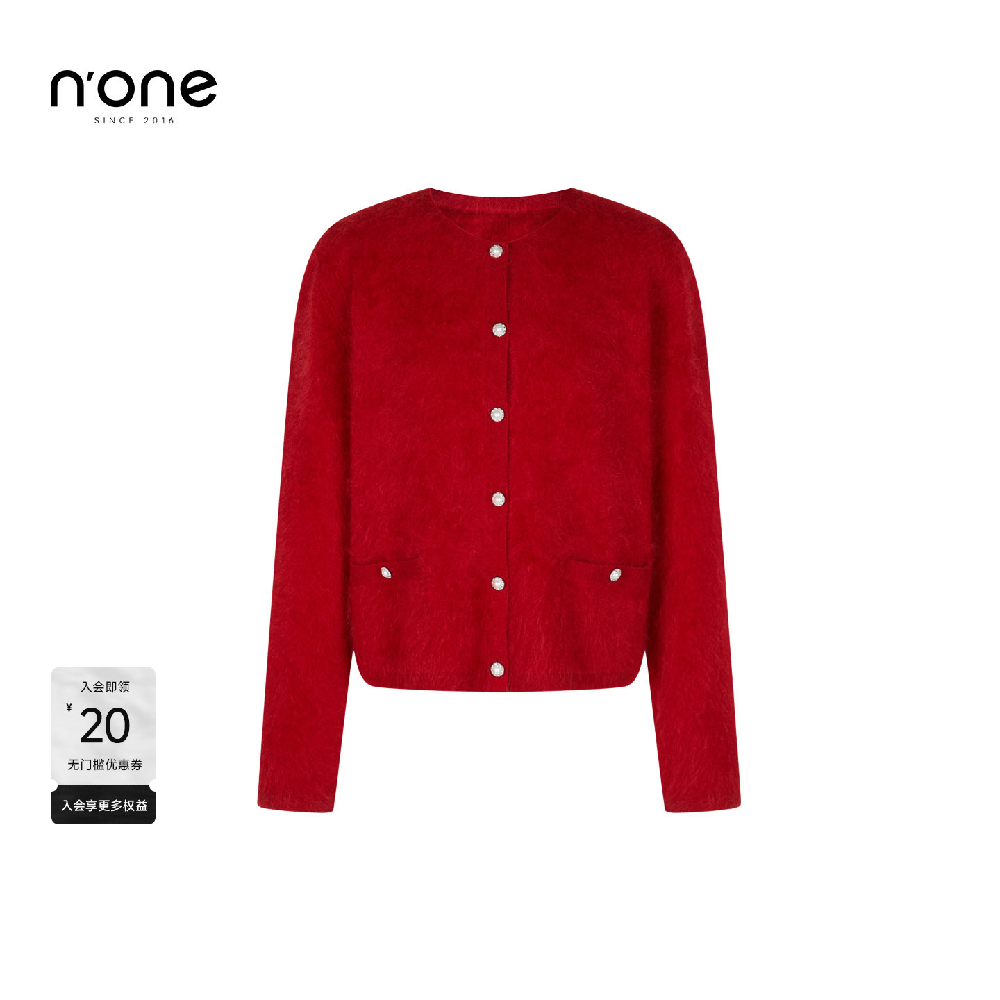 none100%山羊绒单排扣休闲绒衫