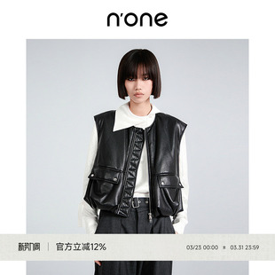 翻盖口袋马夹 风皮衣马甲棉服女冬新款 none 云朵PU蛋白皮工装