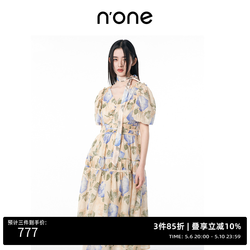 NONE复古时髦A字连衣裙女