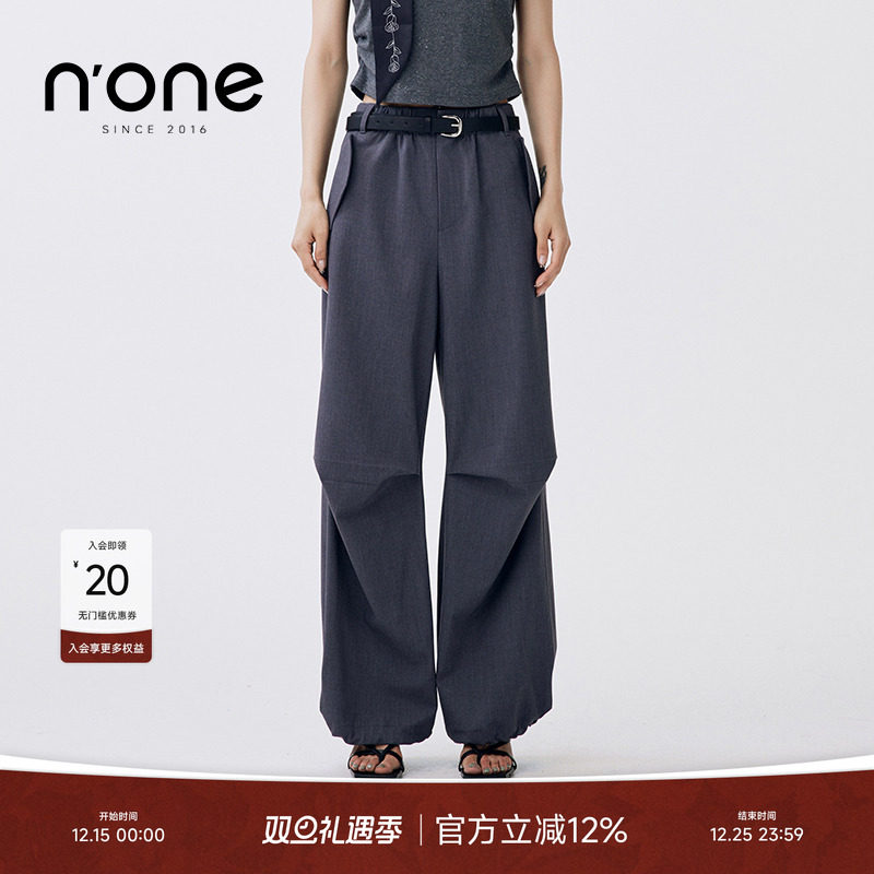none松紧腰抽绳脚口工装风休闲裤