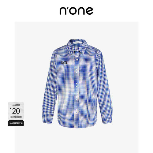 none经典格纹单排扣宽松衬衫
