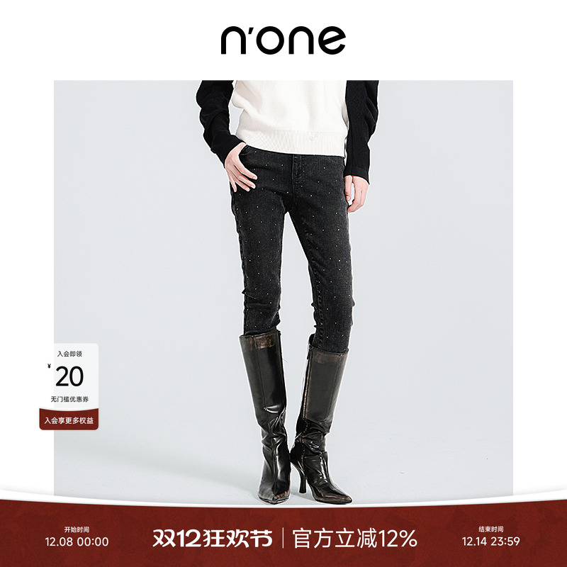 none烫钻工艺冬季新款牛仔裤