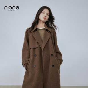 none 小个子显高毛呢外套 复古英伦风双排扣羊毛大衣女2025冬新款