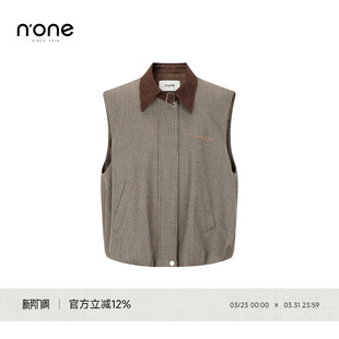 新款 马甲女时髦洋气2025秋季 千鸟纹撞色polo领外套上衣 无袖 none