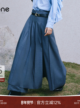 none a字高腰灰色百褶半身裙2025秋季超火长款简约百搭裙子小个子