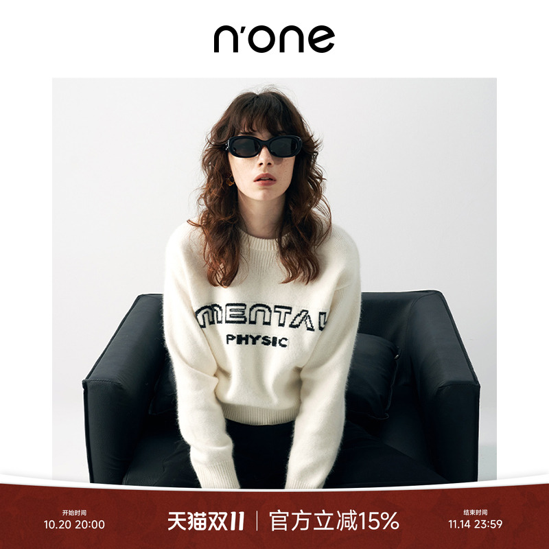 NONE圆领甜美修身羊毛毛衣