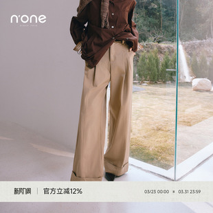 气质翻折裤 none老钱风休闲阔腿裤 裤 秋宽松高级感西装 脚 女2025新款