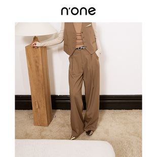 none 直筒休闲裤 女美拉德色系宽松风女士垂感女士长裤 新款