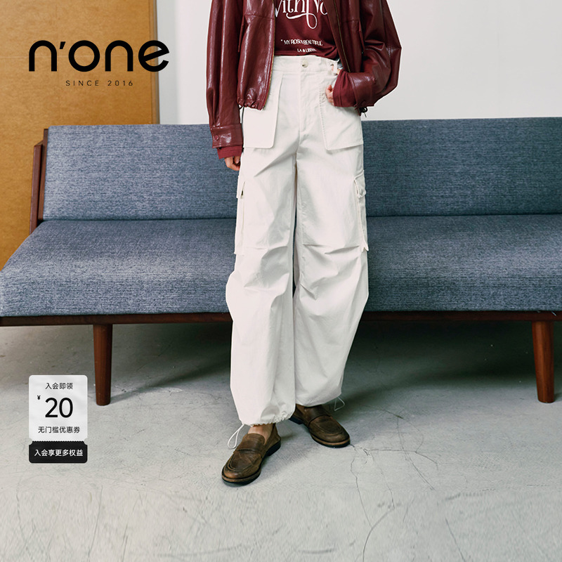 none高腰直筒藏肉显瘦工装休闲裤