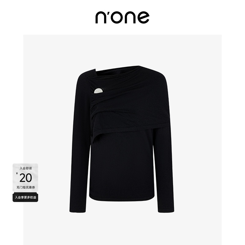 none披肩式假两件设计百搭毛衣