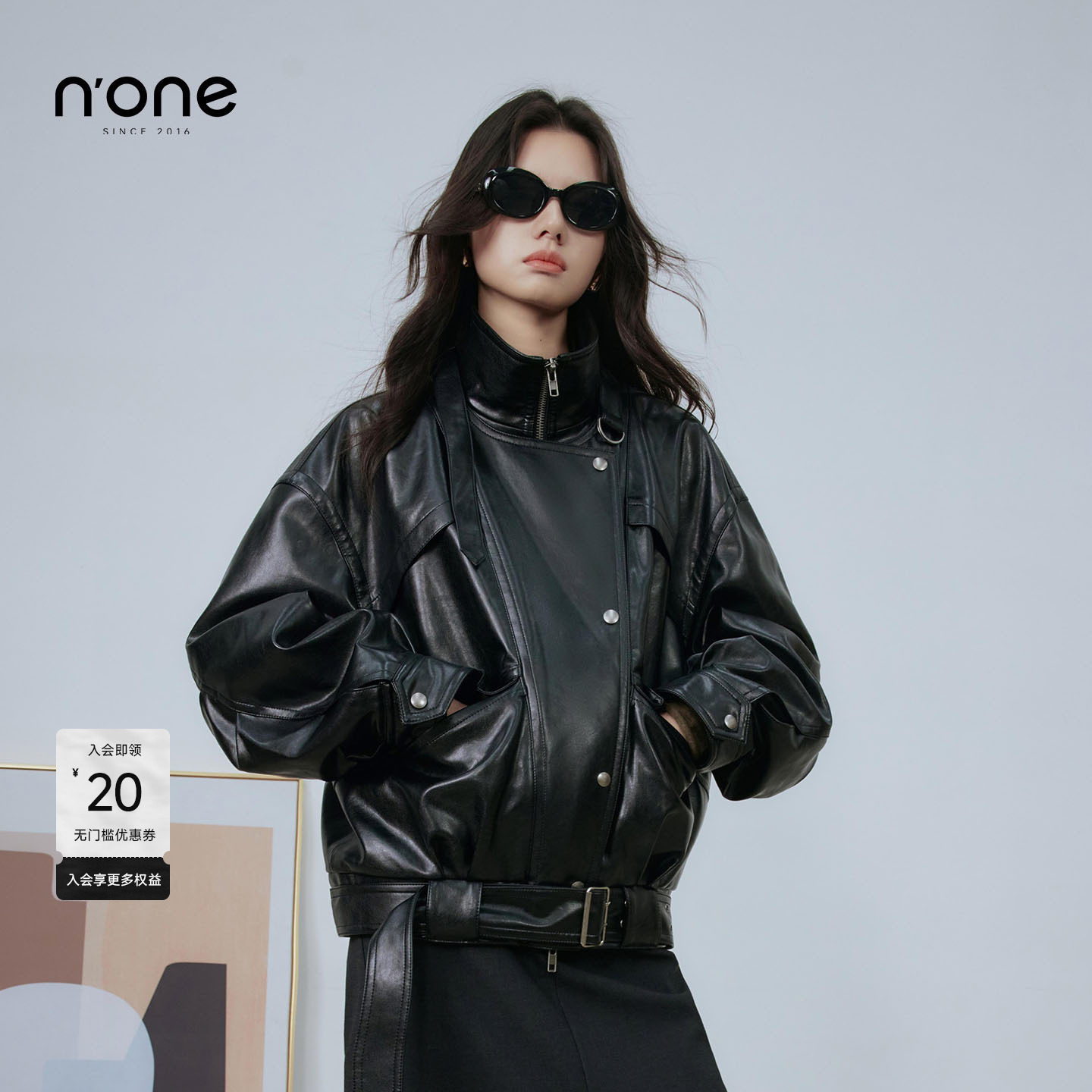 none复古时髦机车风新款羽绒服