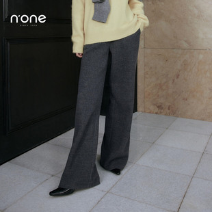 直筒显瘦阔腿百搭长裤 none 新款 女2025冬季 纯色松紧腰休闲弯刀裤